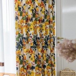 Bomuldsgardin Efter Mål Gardin Med Plantetryk I Nordisk Stil