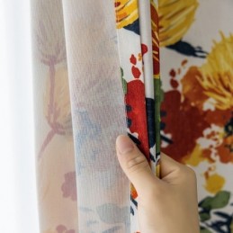 Bomuldsgardin Efter Mål Gardin Med Plantetryk I Nordisk Stil