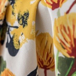 Bomuldsgardin Efter Mål Gardin Med Plantetryk I Nordisk Stil