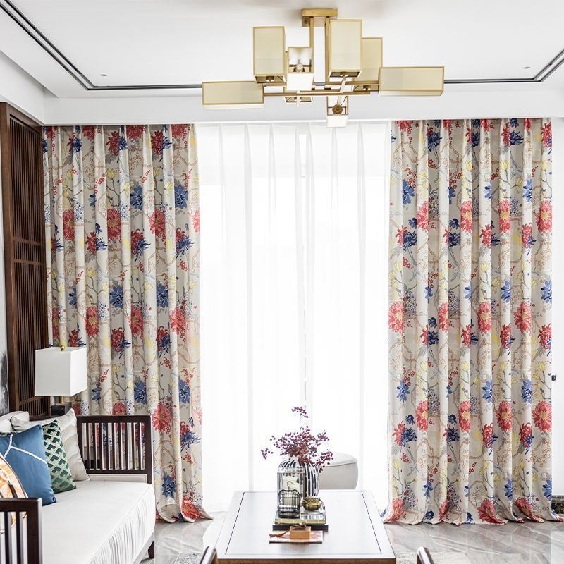 Nordisk Stil Gardin Skræddersyet Gardin Bomuld Med Blomsterprint