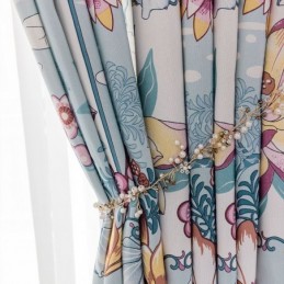 Nordisk Stil Gardin Skræddersyet Gardin Bomuld Med Blomsterprint