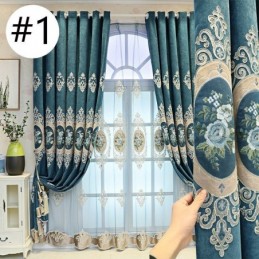 Chenille Broderi Gardiner Europæisk Stil Blomster Til Stue Soveværelse