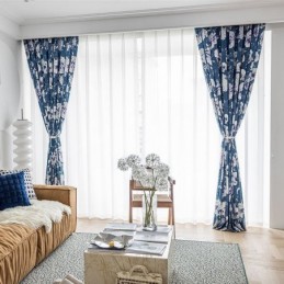 Blomsterprintet Gardin Skræddersyet Gardin I Nordisk Stil I Bomuld