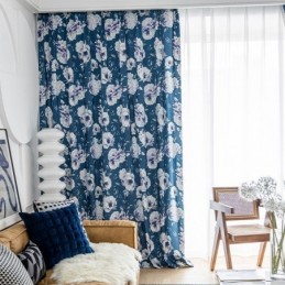 Blomsterprintet Gardin Skræddersyet Gardin I Nordisk Stil I Bomuld