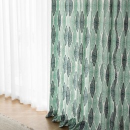 Gardin Med Bladprint, Målrettet Gardin I Nordisk Stil I Bomuld