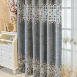 Mørklægningsgardin Skræddersyet Gardin Geometrisk Broderi Nordisk Stil Til Stue Soveværelse