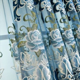 Chenille Semi-Mørklæggende Gardiner Europæisk Stil Blomsterbroderi Stue Soveværelse