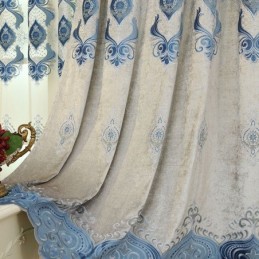 Chenillegardin Efter Mål Europæisk Blomsterbroderi Semi-Mørklæggende Til Stue/Soveværelse