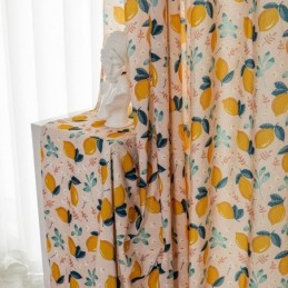 Bomuldsgardin Efter Mål Gardin Med Frugtprint, Nordisk Mønster