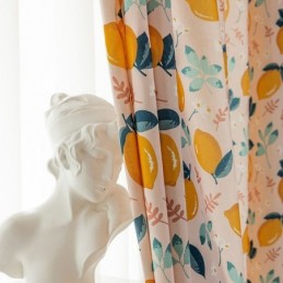 Bomuldsgardin Efter Mål Gardin Med Frugtprint, Nordisk Mønster