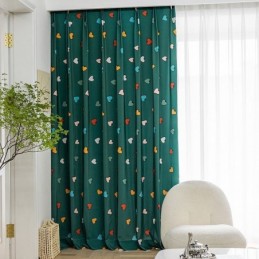 Bomuldsgardin Skræddersyet Gardin I Nordisk Stil Med Hjerteprint