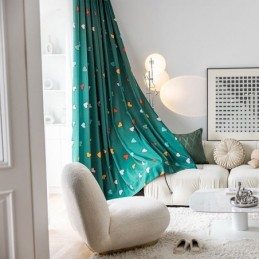 Bomuldsgardin Skræddersyet Gardin I Nordisk Stil Med Hjerteprint