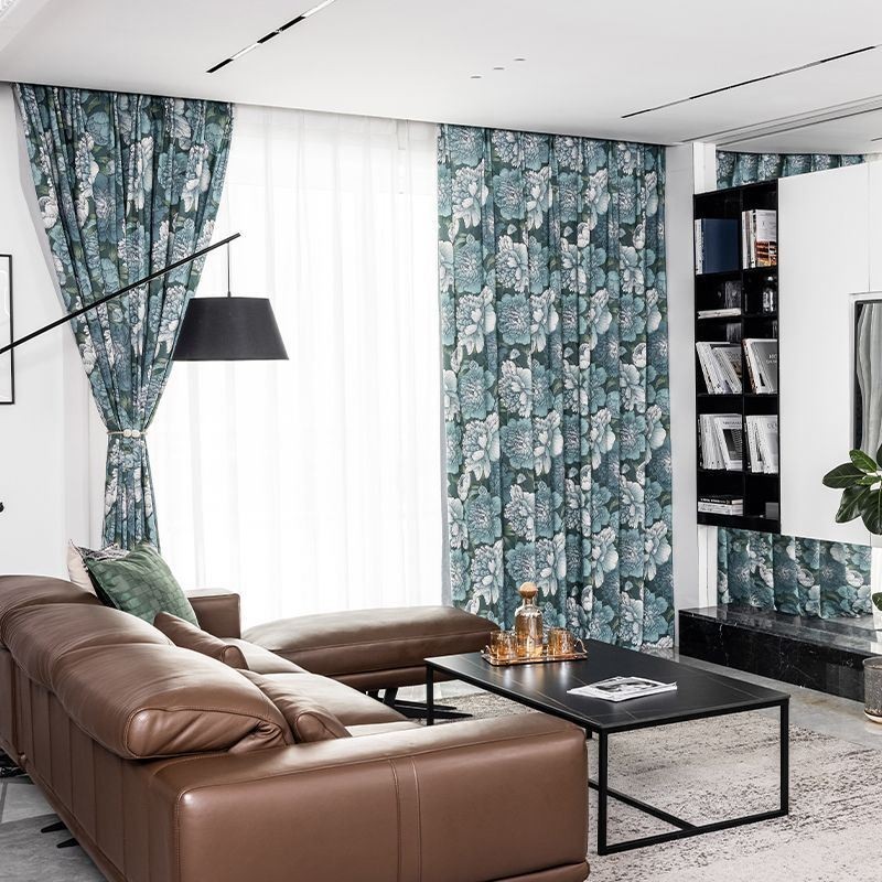 Bomuldsgardin Efter Mål Gardin Med Blomsterprint I Nordisk Stil