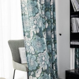 Bomuldsgardin Efter Mål Gardin Med Blomsterprint I Nordisk Stil