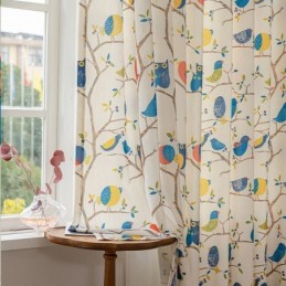 Nordisk Gardin Efter Mål Gardin I Bomuld Med Fugleprint