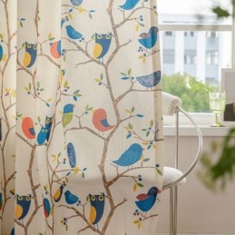 Nordisk Gardin Efter Mål Gardin I Bomuld Med Fugleprint