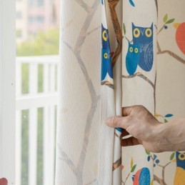 Nordisk Gardin Efter Mål Gardin I Bomuld Med Fugleprint