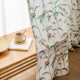 Nordisk Stil Gardin Skræddersyet Gardin Plantetrykt Polyester