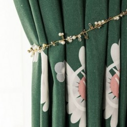 Bomuldsgardin Efter Mål Gardin Med Blomsterprint I Nordisk Stil