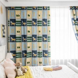 Bomuldsgardiner I Børnestil Med Hvidt Hesteprint