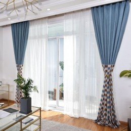 Bomuldsgardin Efter Mål Gardin Ternet Trykt Nordisk Stil