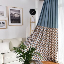 Bomuldsgardin Efter Mål Gardin Ternet Trykt Nordisk Stil