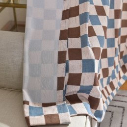 Bomuldsgardin Efter Mål Gardin Ternet Trykt Nordisk Stil