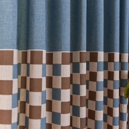 Bomuldsgardin Efter Mål Gardin Ternet Trykt Nordisk Stil