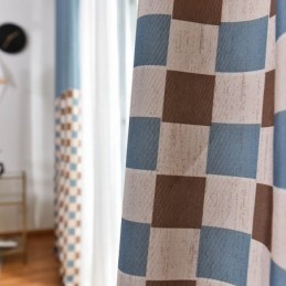 Bomuldsgardin Efter Mål Gardin Ternet Trykt Nordisk Stil