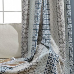 Nordisk Mørklægningsgardin I Bomuld Og Hør, Specialfremstillet, Geometrisk Jacquard Til Stue, Soveværelse