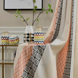 Nordisk Mørklægningsgardin I Bomuld Og Hør, Specialfremstillet, Geometrisk Jacquard Til Stue, Soveværelse