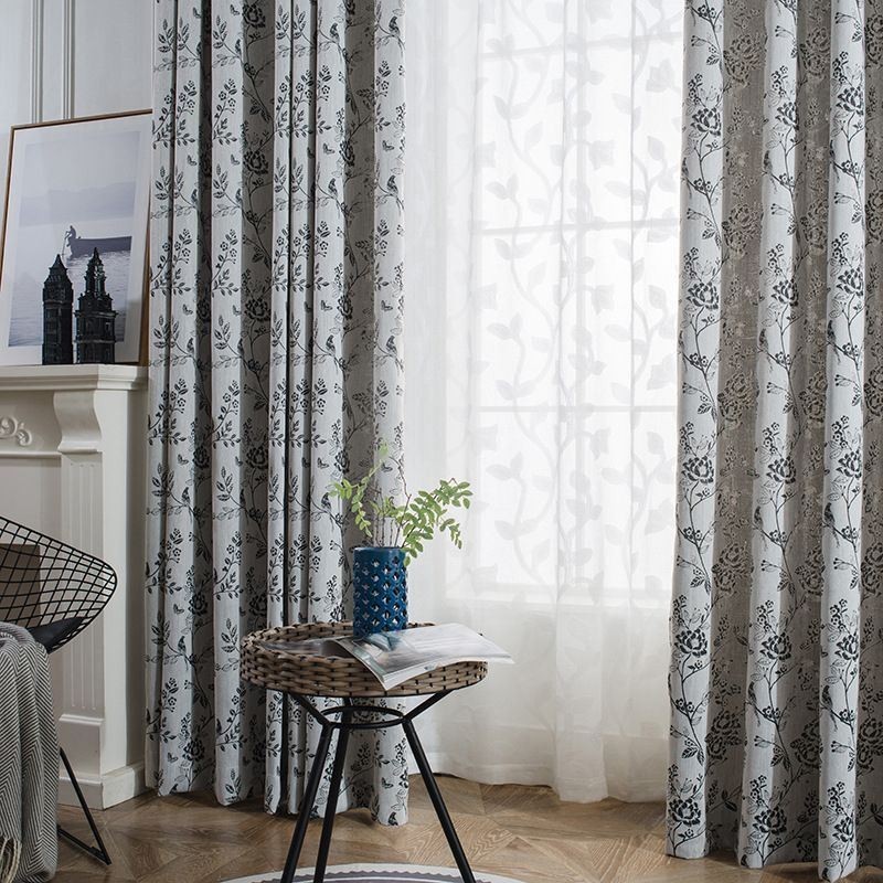 Mørklæggende Gardin I Hør, Specialfremstillet, Nordisk Plante, Broderet Til Stue, Soveværelse