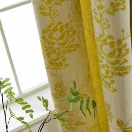 Nordiske Mørklægningsgardiner Blomsterjacquard Polybomuldsgardin Skræddersyet Gardin Til Stue/Soveværelse