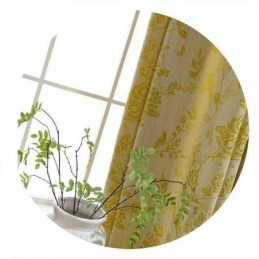 Nordiske Mørklægningsgardiner Blomsterjacquard Polybomuldsgardin Skræddersyet Gardin Til Stue/Soveværelse