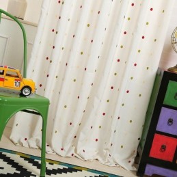 Broderet Gardin I Bomuld, Specialfremstillet, Nordisk Stormprikker, Design Til Stue/Soveværelse