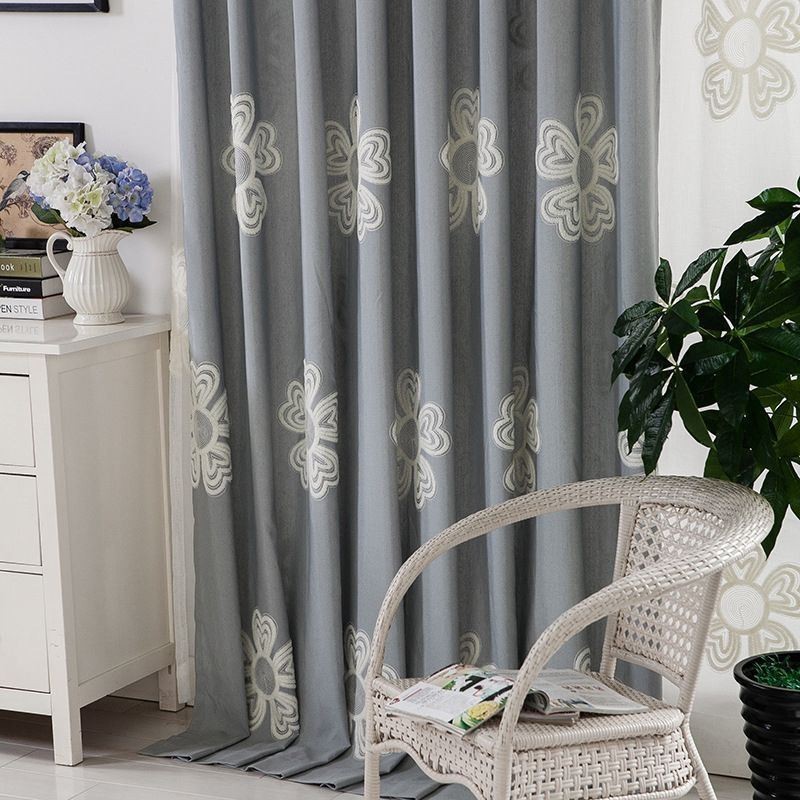 Nordisk Stil Broderet Gardin Skræddersyet Gardinblomst Polycotton Til Stue Soveværelse