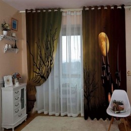 Gardin Efter Mål Gardin Horror Castle Digitaltryk Amerikanske Gardiner