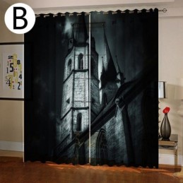 Gardin Efter Mål Gardin Horror Castle Digitaltryk Amerikanske Gardiner