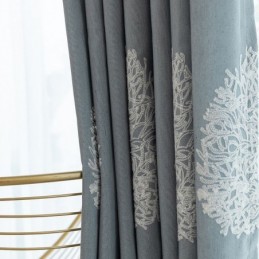 Nordisk Stil Hørgardin, Specialfremstillet Gardintræ, Broderet Til Stue, Soveværelse