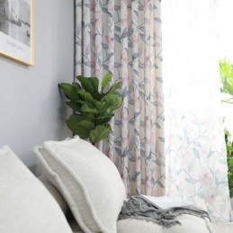 Mørklæggende Gardin I Bomuld, Skræddersyet, Nordisk Stil, Planteprint, Til Stue/Soveværelse