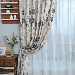 Nordiske Mørklægningsgardiner I Bomuld Med Trykte Blomstermotiver Til Stue/Soveværelse