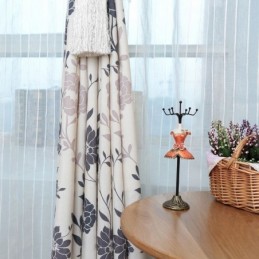 Nordiske Mørklægningsgardiner I Bomuld Med Trykte Blomstermotiver Til Stue/Soveværelse