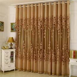 Klassisk Voilegardin, Specialfremstillet, Gardinpanel, Landlig Stil, Storslået Blomstergren, Jacquard