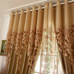 Klassisk Voilegardin, Specialfremstillet, Gardinpanel, Landlig Stil, Storslået Blomstergren, Jacquard