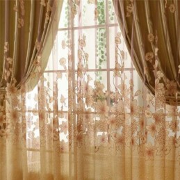 Klassisk Voilegardin, Specialfremstillet, Gardinpanel, Landlig Stil, Storslået Blomstergren, Jacquard