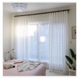 Fransk Blonde Floret Voile Transparent Gardin Skræddersyet Gardinpanel Balkon Stue En