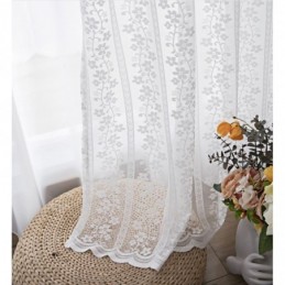 Fransk Blonde Floret Voile Transparent Gardin Skræddersyet Gardinpanel Balkon Stue En