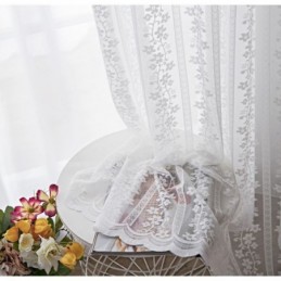 Fransk Blonde Floret Voile Transparent Gardin Skræddersyet Gardinpanel Balkon Stue En
