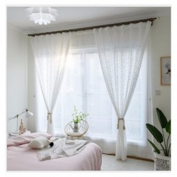Fransk Blonde Floret Voile Transparent Gardin Skræddersyet Gardinpanel Balkon Stue En