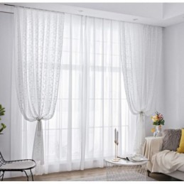 Fransk Blonde Floret Voile Transparent Gardin Skræddersyet Gardinpanel Balkon Stue En